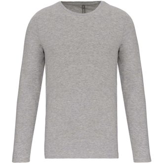   Férfi hosszú ujjú kereknyakú sztreccs póló, Kariban KA3016, Light Grey Heather-S