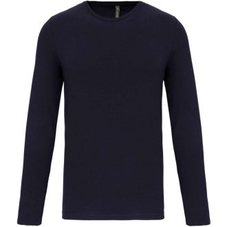   Férfi hosszú ujjú kereknyakú sztreccs póló, Kariban KA3016, Navy-S