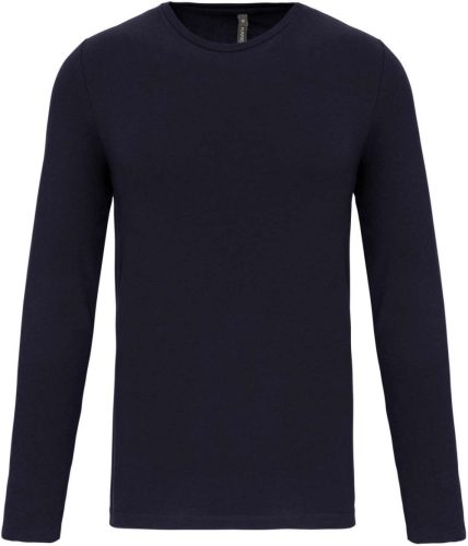 Férfi hosszú ujjú kereknyakú sztreccs póló, Kariban KA3016, Navy-XL