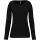 Női hosszú ujjú kereknyakú sztreccs póló, Kariban KA3017, Black-L