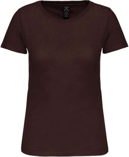Női organikus kereknyakú rövid ujjú póló, Kariban KA3026IC, Chocolate-2XL