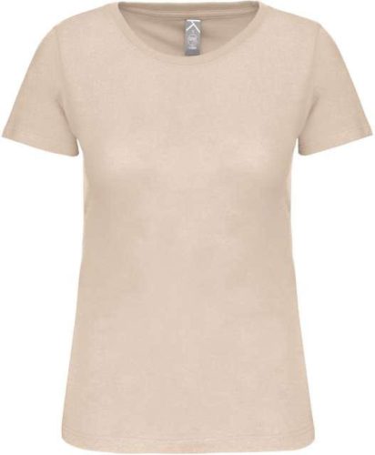 Női organikus kereknyakú rövid ujjú póló, Kariban KA3026IC, Light Sand-XS