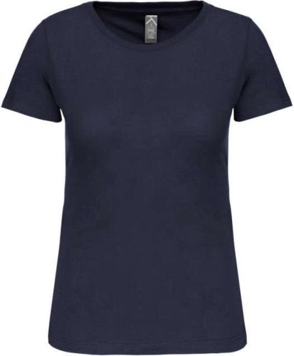 Női organikus kereknyakú rövid ujjú póló, Kariban KA3026IC, Navy-XS