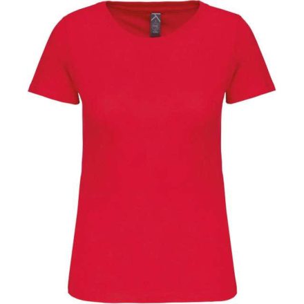 Női organikus kereknyakú rövid ujjú póló, Kariban KA3026IC, Red-L