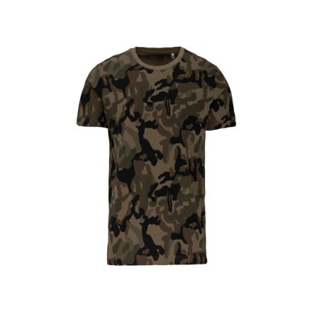 Férfi terepmintás környakas, rövid ujjú póló, Kariban KA3030, Olive Camouflage-4XL