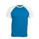 Férfi raglán ujjú kétszínű baseball póló, Kariban KA330, Aqua Blue/White-2XL