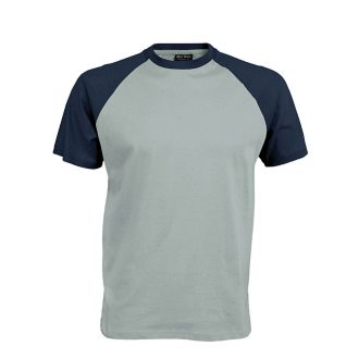   Férfi raglán ujjú kétszínű baseball póló, Kariban KA330, Ice Blue/Denim-S