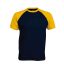Férfi raglán ujjú kétszínű baseball póló, Kariban KA330, Navy/Yellow-3XL