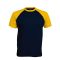 Férfi raglán ujjú kétszínű baseball póló, Kariban KA330, Navy/Yellow-XL