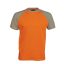 Férfi raglán ujjú kétszínű baseball póló, Kariban KA330, Orange/Light Grey-M