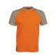 Férfi raglán ujjú kétszínű baseball póló, Kariban KA330, Orange/Light Grey-S
