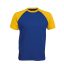 Férfi raglán ujjú kétszínű baseball póló, Kariban KA330, Royal Blue/Yellow-M