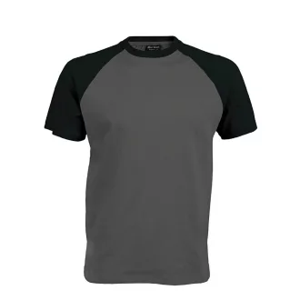   Férfi raglán ujjú kétszínű baseball póló, Kariban KA330, Slate Grey/Black-2XL