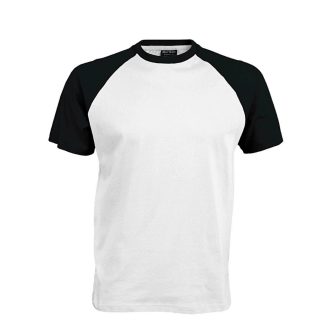   Férfi raglán ujjú kétszínű baseball póló, Kariban KA330, White/Black-2XL