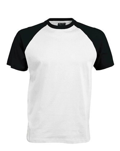 Férfi raglán ujjú kétszínű baseball póló, Kariban KA330, White/Black-2XL