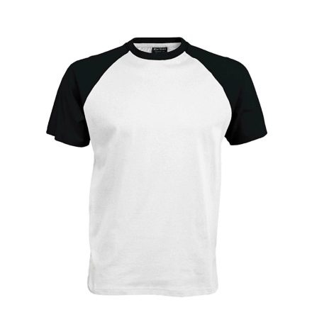 Férfi raglán ujjú kétszínű baseball póló, Kariban KA330, White/Black-XL