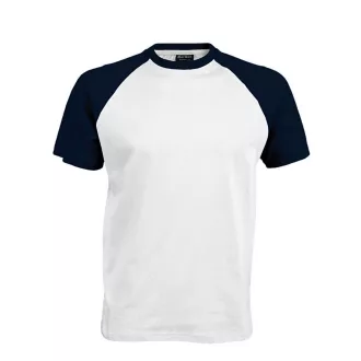   Férfi raglán ujjú kétszínű baseball póló, Kariban KA330, White/Navy-2XL
