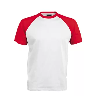   Férfi raglán ujjú kétszínű baseball póló, Kariban KA330, White/Red-2XL