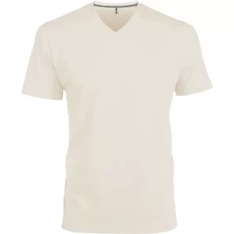   Férfi oldalvarrott V-nyakú rövid ujjó póló, Kariban KA357, Light Sand-S