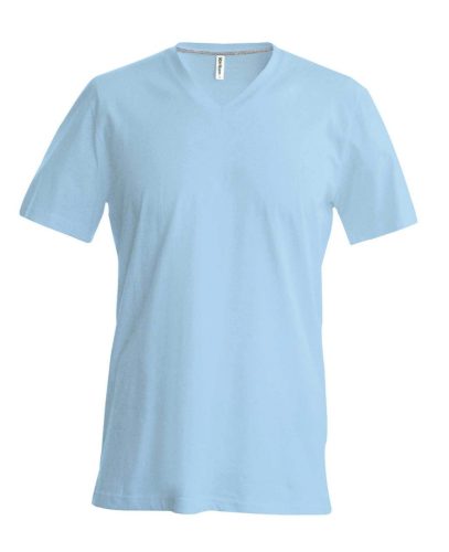 Férfi oldalvarrott V-nyakú rövid ujjó póló, Kariban KA357, Sky Blue-XL