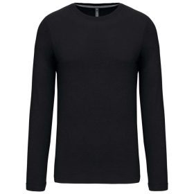   Férfi kereknyakú hosszú ujjú pamut póló, Kariban KA359, Black-S