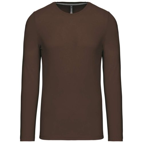 Férfi kereknyakú hosszú ujjú pamut póló, Kariban KA359, Chocolate-XL