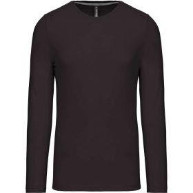   Férfi kereknyakú hosszú ujjú pamut póló, Kariban KA359, Dark Grey-S