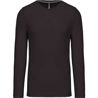   Férfi kereknyakú hosszú ujjú pamut póló, Kariban KA359, Dark Grey-S