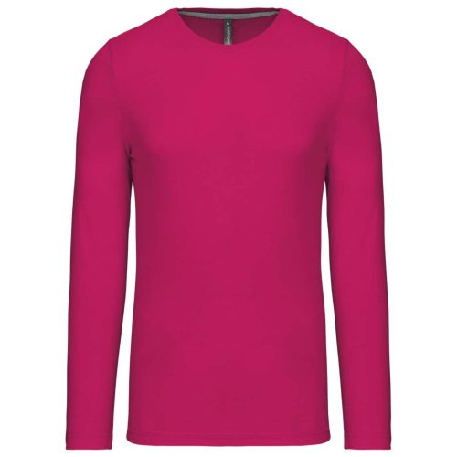 Férfi kereknyakú hosszú ujjú pamut póló, Kariban KA359, Fuchsia-S