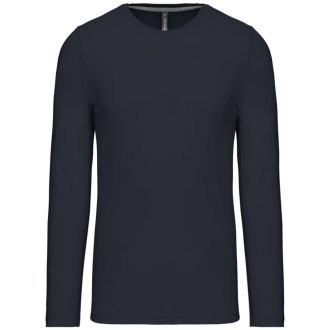   Férfi kereknyakú hosszú ujjú pamut póló, Kariban KA359, Navy-S