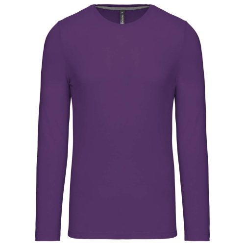 Férfi kereknyakú hosszú ujjú pamut póló, Kariban KA359, Purple-S