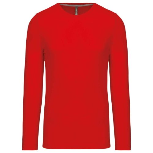 Férfi kereknyakú hosszú ujjú pamut póló, Kariban KA359, Red-4XL