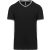 Férfi V-nyakú piké póló, kontrasztos szélekkel, Kariban KA374, Black/Light Grey/White-S