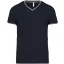 Férfi V-nyakú piké póló, kontrasztos szélekkel, Kariban KA374, Navy/Light Grey/White-3XL