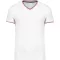 Férfi V-nyakú piké póló, kontrasztos szélekkel, Kariban KA374, White/Navy/Red-2XL