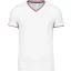 Férfi V-nyakú piké póló, kontrasztos szélekkel, Kariban KA374, White/Navy/Red-M