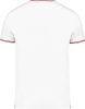 Férfi V-nyakú piké póló, kontrasztos szélekkel, Kariban KA374, White/Navy/Red-S
