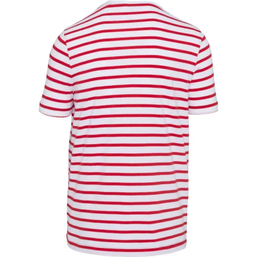 Férfi tengerész csíkos rövid ujjú póló mellzsebbel, Kariban KA378, Striped White/Red-2XL