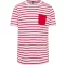 Férfi tengerész csíkos rövid ujjú póló mellzsebbel, Kariban KA378, Striped White/Red-L