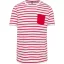 Férfi tengerész csíkos rövid ujjú póló mellzsebbel, Kariban KA378, Striped White/Red-L