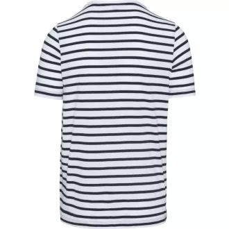   Férfi tengerész csíkos rövid ujjú póló mellzsebbel, Kariban KA378, Striped White/Navy-S