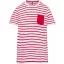 Gyermek matrózcsíkos pamut póló zsebbel, Kariban KA379, Striped White/Red-12/14