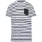 Gyermek matrózcsíkos pamut póló zsebbel, Kariban KA379, Striped White/Navy-12/14