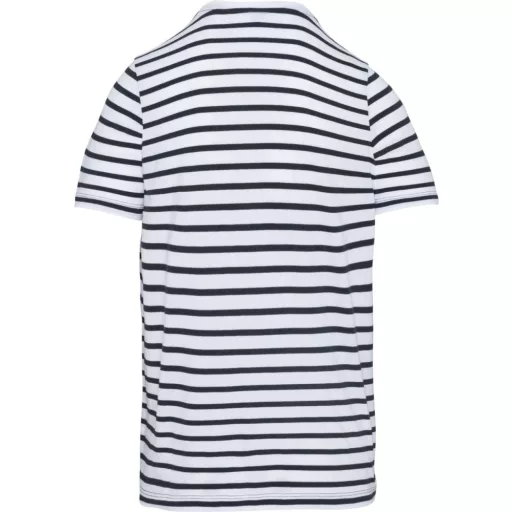 Gyermek matrózcsíkos pamut póló zsebbel, Kariban KA379, Striped White/Navy-12/14