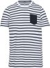 Gyermek matrózcsíkos pamut póló zsebbel, Kariban KA379, Striped White/Navy-4/6