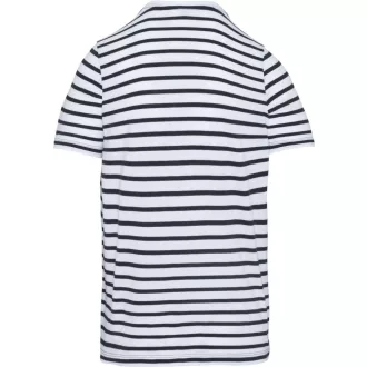   Gyermek matrózcsíkos pamut póló zsebbel, Kariban KA379, Striped White/Navy-4/6