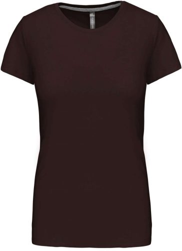 Női rövid ujjú környakas pamut póló, Kariban KA380, Chocolate-XL