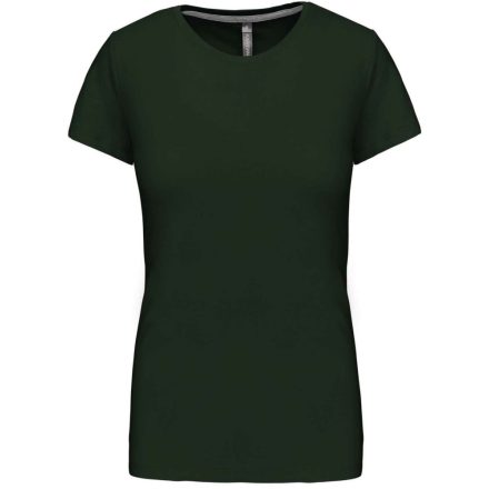 Női rövid ujjú környakas pamut póló, Kariban KA380, Forest Green-XL