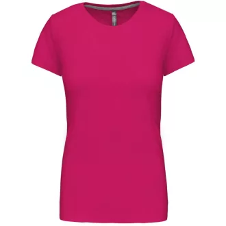   Női rövid ujjú környakas pamut póló, Kariban KA380, Fuchsia-S