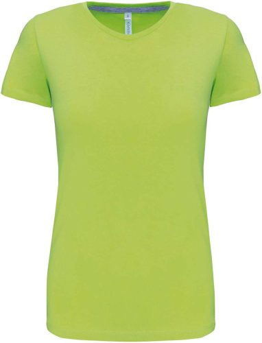 Női rövid ujjú környakas pamut póló, Kariban KA380, Lime-2XL